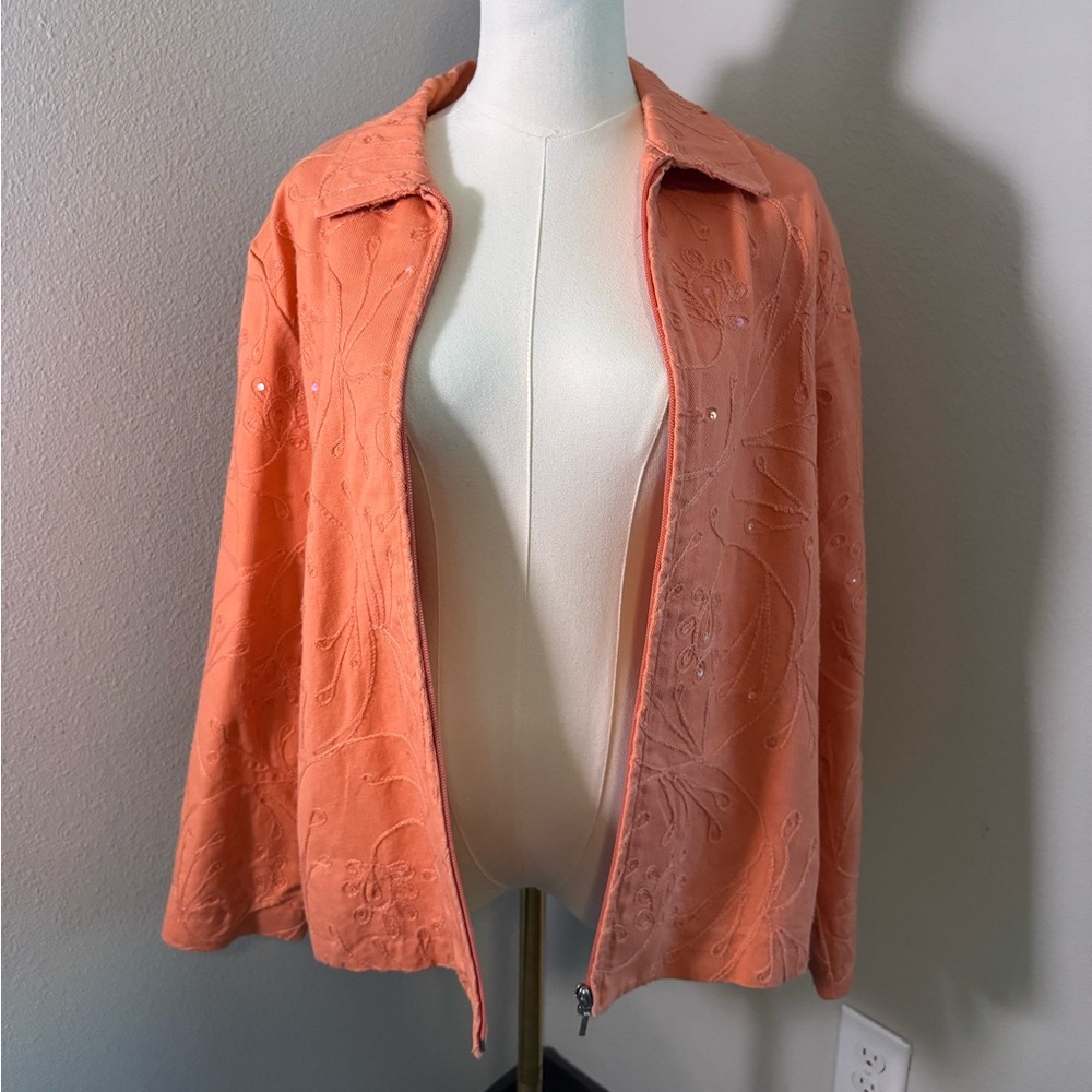Salmon Pink TanJay late 90s early 2000s jean jacket with sequins